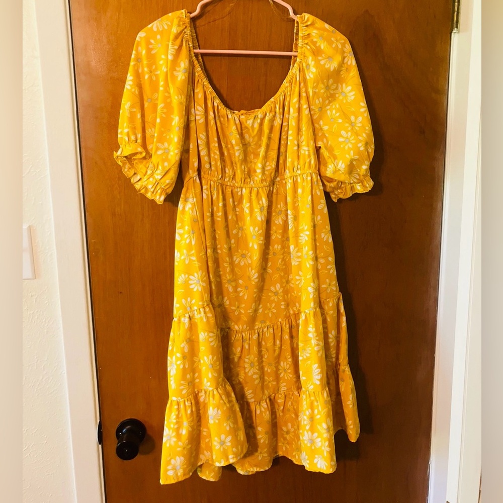 Yellow Floral Women's Dress